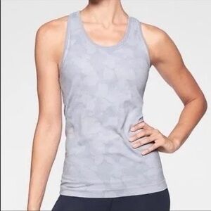 Athleta Racerback Tank Top, Light Gray Camo Size S